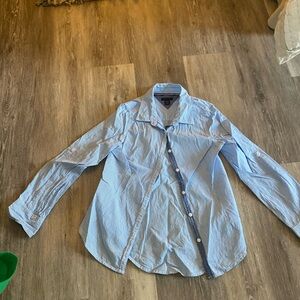 Girls Blue Striped Shirt Button up